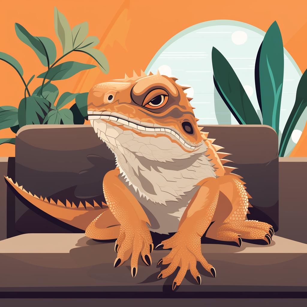 A calm bearded dragon in a comfortable environment