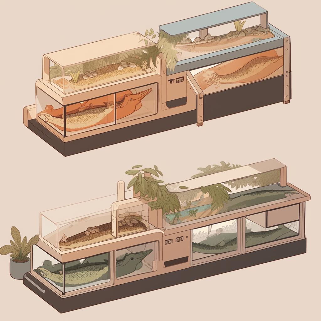 Separate feeding areas in a bearded dragon enclosure